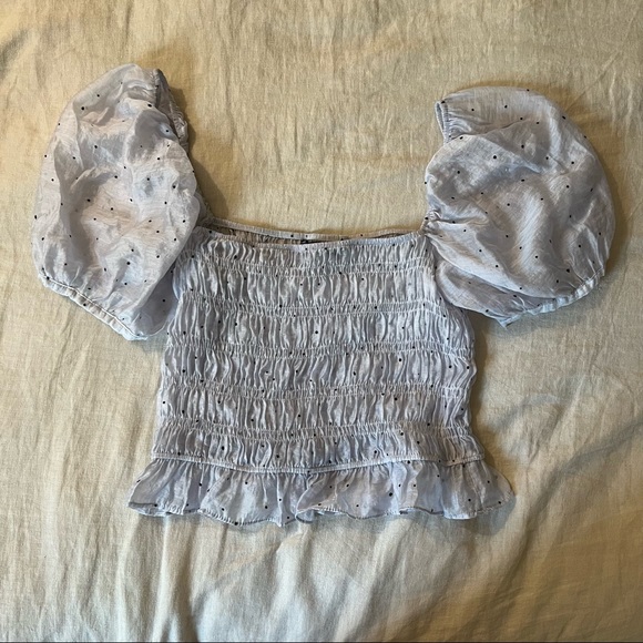 Zara Sheer Lavender Puff Sleeve Blouse - Picture 3 of 12